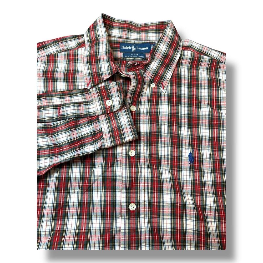 Ralph Lauren Blake Mens Shirt Red Plaid XL Button Down Johnny Depp B91